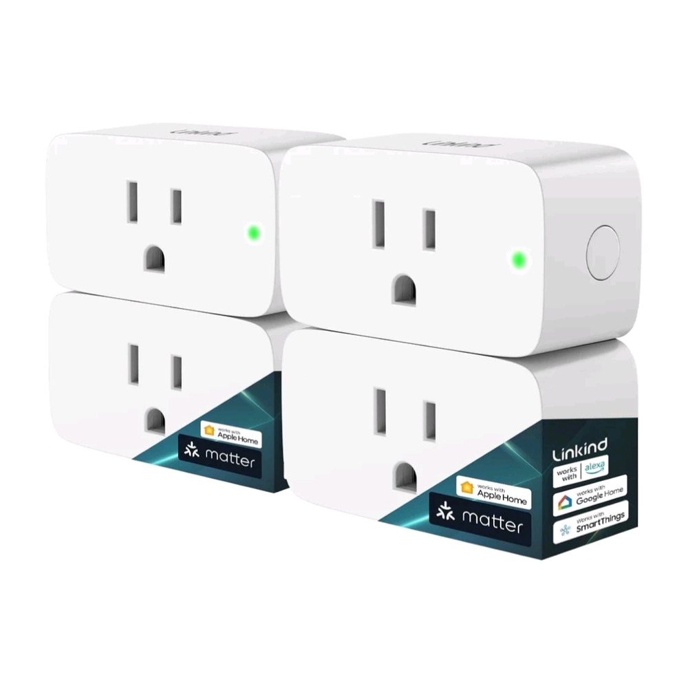 NWT 4PK Linkind Matter Smart Plug -(Works with Google Home, Alexa, Apple Home)